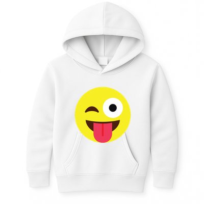 Emoticon Winking Face With Tongue Kids Hoodie