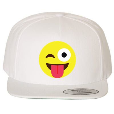 Emoticon Winking Face With Tongue Wool Snapback Cap