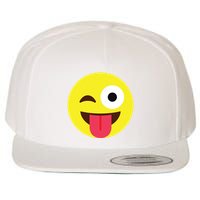 Emoticon Winking Face With Tongue Wool Snapback Cap