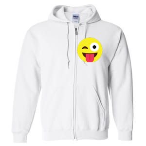 Emoticon Winking Face With Tongue Full Zip Hoodie