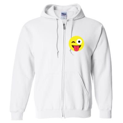 Emoticon Winking Face With Tongue Full Zip Hoodie