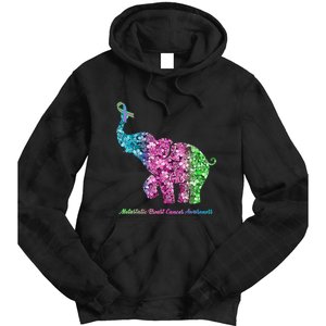 Elephant With Flower Metastatic Breast Cancer Awareness Tie Dye Hoodie