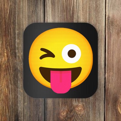 Emoticon Winking Face With Stuck Out Tongue And Winking Eye Coaster