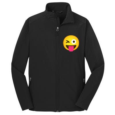 Emoticon Winking Face With Stuck Out Tongue And Winking Eye Core Soft Shell Jacket