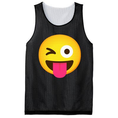 Emoticon Winking Face With Stuck Out Tongue And Winking Eye Mesh Reversible Basketball Jersey Tank