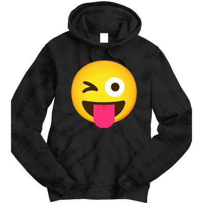 Emoticon Winking Face With Stuck Out Tongue And Winking Eye Tie Dye Hoodie