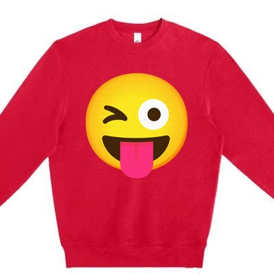 Emoticon Winking Face With Stuck Out Tongue And Winking Eye Premium Crewneck Sweatshirt