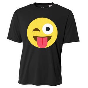 Emoticon Winking Face With Tongue Cooling Performance Crew T-Shirt