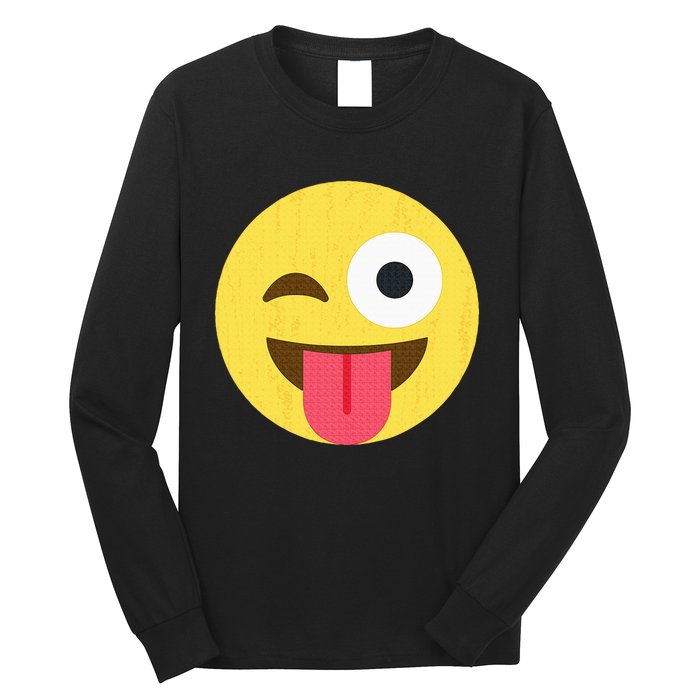 Emoticon Winking Face With Tongue Long Sleeve Shirt