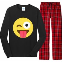 Emoticon Winking Face With Tongue Long Sleeve Pajama Set