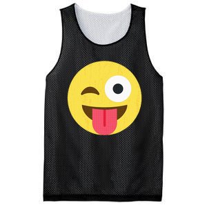 Emoticon Winking Face With Tongue Mesh Reversible Basketball Jersey Tank