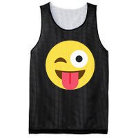 Emoticon Winking Face With Tongue Mesh Reversible Basketball Jersey Tank