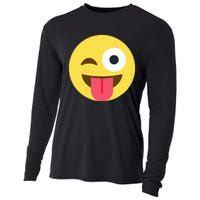 Emoticon Winking Face With Tongue Cooling Performance Long Sleeve Crew