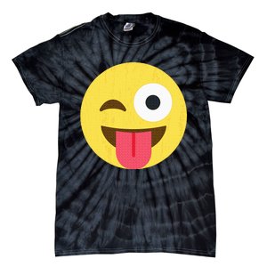 Emoticon Winking Face With Tongue Tie-Dye T-Shirt