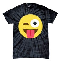 Emoticon Winking Face With Tongue Tie-Dye T-Shirt