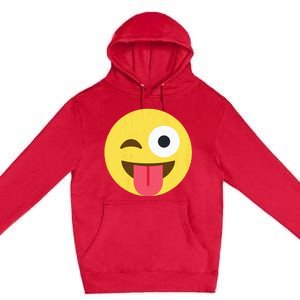 Emoticon Winking Face With Tongue Premium Pullover Hoodie