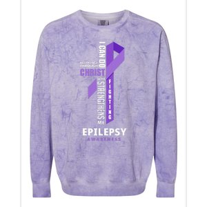 Epilepsy Warrior God Jesus Christ Epilepsy Awareness Colorblast Crewneck Sweatshirt