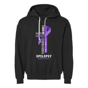 Epilepsy Warrior God Jesus Christ Epilepsy Awareness Garment-Dyed Fleece Hoodie