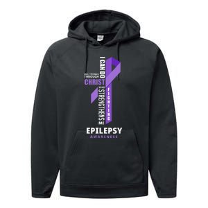 Epilepsy Warrior God Jesus Christ Epilepsy Awareness Performance Fleece Hoodie