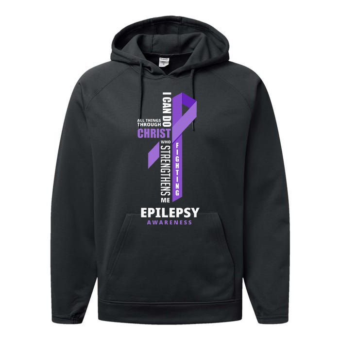 Epilepsy Warrior God Jesus Christ Epilepsy Awareness Performance Fleece Hoodie