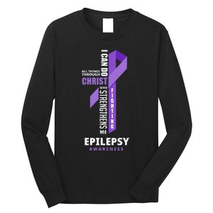 Epilepsy Warrior God Jesus Christ Epilepsy Awareness Long Sleeve Shirt