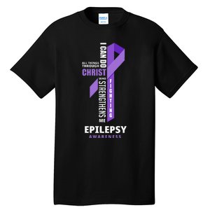 Epilepsy Warrior God Jesus Christ Epilepsy Awareness Tall T-Shirt