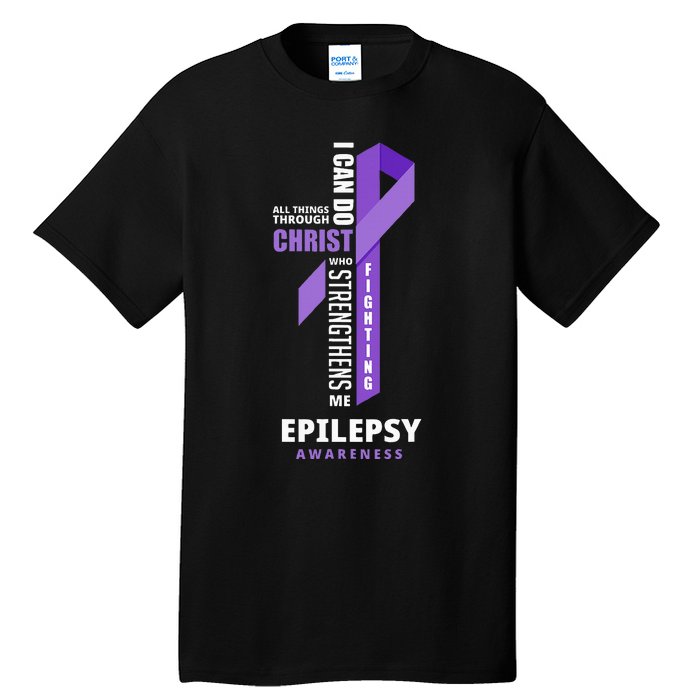 Epilepsy Warrior God Jesus Christ Epilepsy Awareness Tall T-Shirt