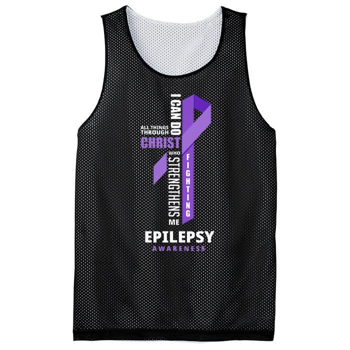 Epilepsy Warrior God Jesus Christ Epilepsy Awareness Mesh Reversible Basketball Jersey Tank