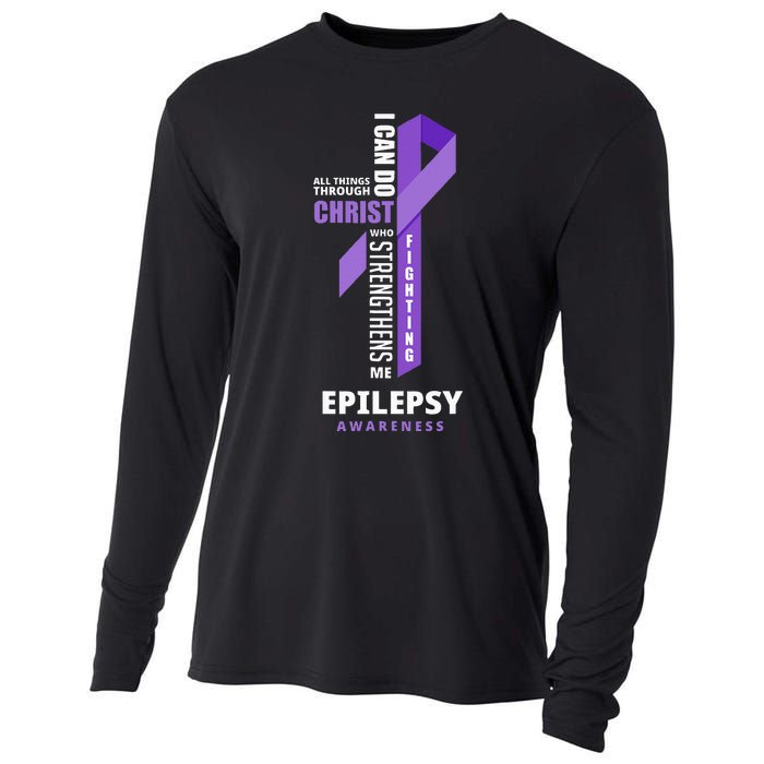 Epilepsy Warrior God Jesus Christ Epilepsy Awareness Cooling Performance Long Sleeve Crew