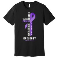 Epilepsy Warrior God Jesus Christ Epilepsy Awareness Premium T-Shirt