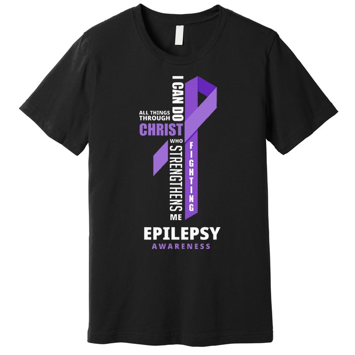 Epilepsy Warrior God Jesus Christ Epilepsy Awareness Premium T-Shirt