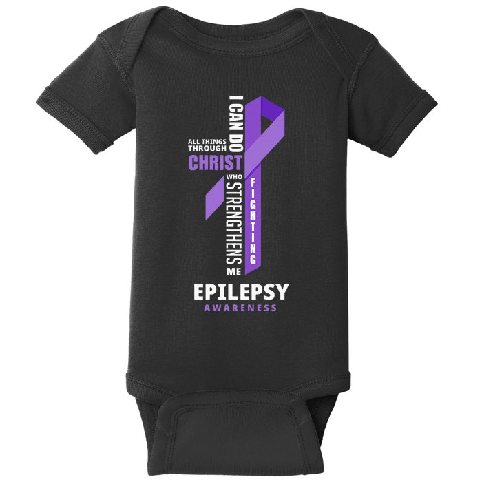 Epilepsy Warrior God Jesus Christ Epilepsy Awareness Baby Bodysuit