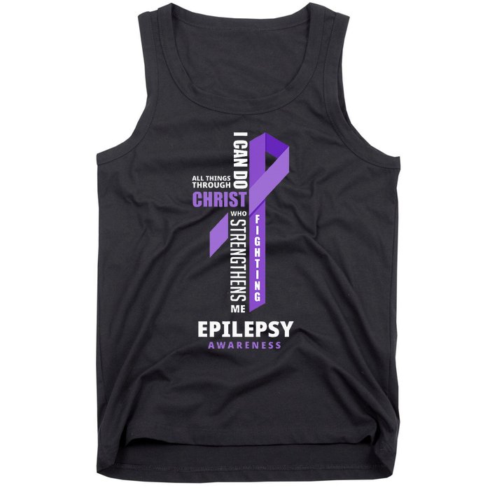 Epilepsy Warrior God Jesus Christ Epilepsy Awareness Tank Top