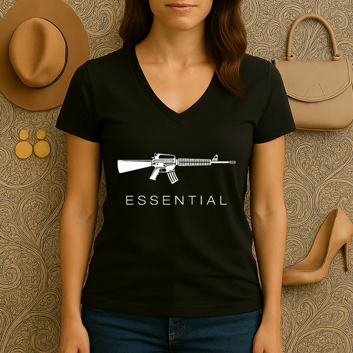 Essential Weapons Gun S Ar 15 Assault Rifle Firearm Women's V-Neck T-Shirt