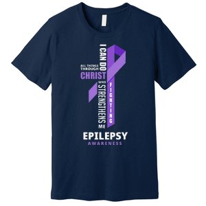 Epilepsy Warrior God Jesus Christ Epilepsy Awareness Premium T-Shirt