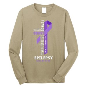 Epilepsy Warrior God Jesus Christ Epilepsy Awareness Long Sleeve Shirt