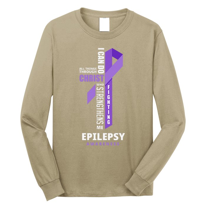 Epilepsy Warrior God Jesus Christ Epilepsy Awareness Long Sleeve Shirt