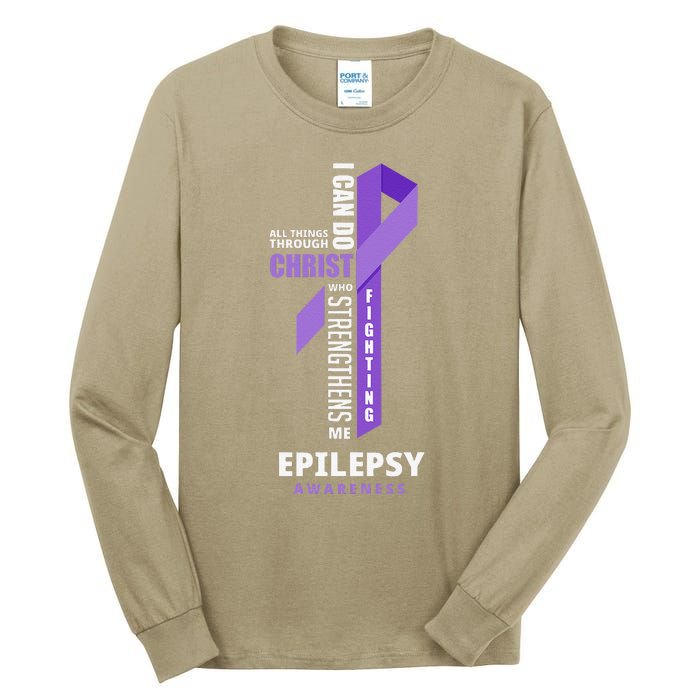 Epilepsy Warrior God Jesus Christ Epilepsy Awareness Tall Long Sleeve T-Shirt