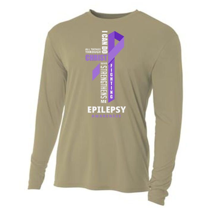 Epilepsy Warrior God Jesus Christ Epilepsy Awareness Cooling Performance Long Sleeve Crew