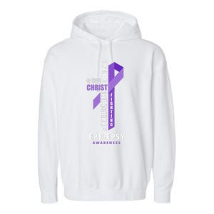 Epilepsy Warrior God Jesus Christ Epilepsy Awareness Garment-Dyed Fleece Hoodie