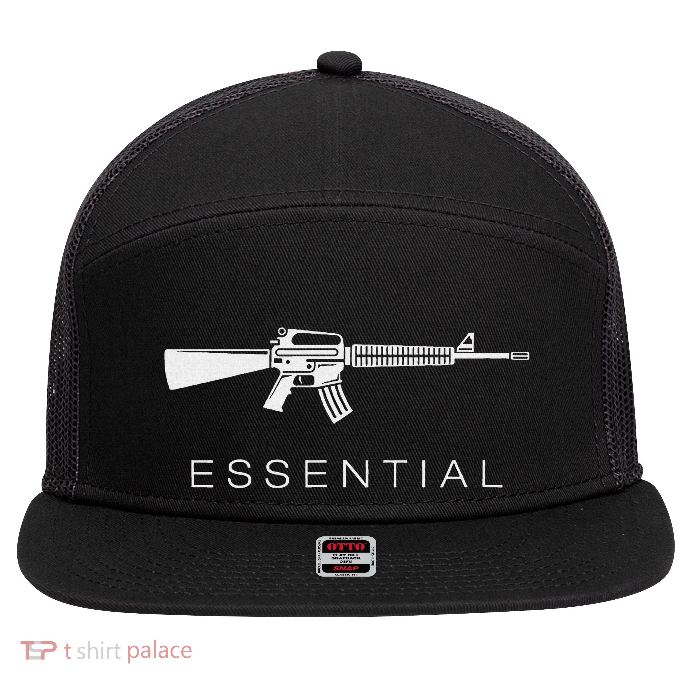 Essential Weapons Gun Ar 15 Assault Rifle Firearm 7 Panel Mesh Trucker Snapback Hat