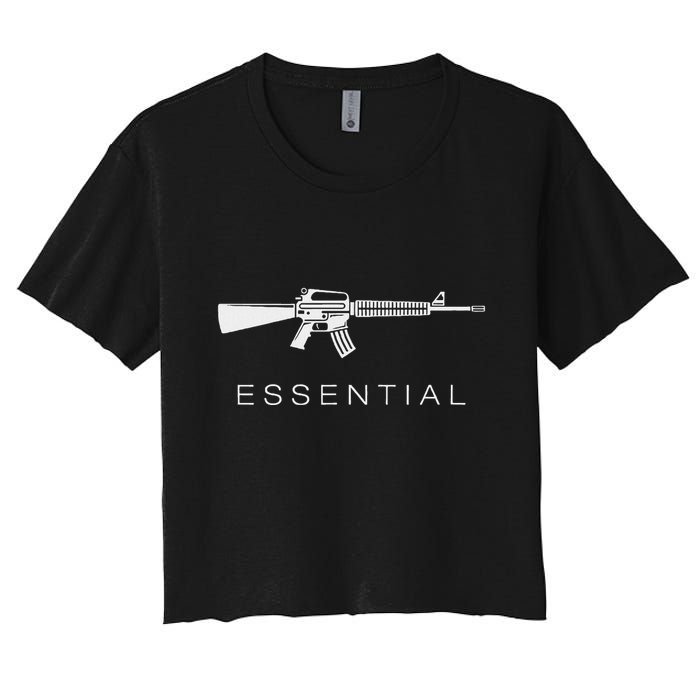 Essential Weapons Gun Ar 15 Assault Rifle Firearm Women's Crop Top Tee