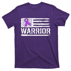 Epilepsy Warrior Gift Purple American Flag Awareness Ribbon T-Shirt