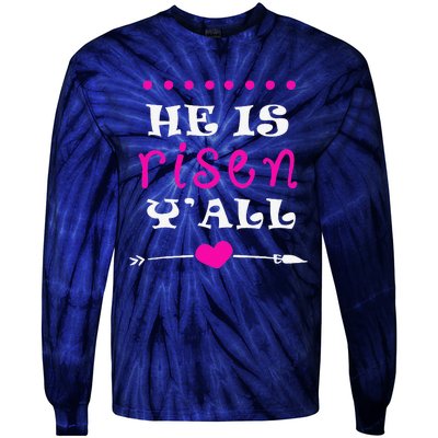 Easters Women He Is Risen Y'all Gifts Tie-Dye Long Sleeve Shirt