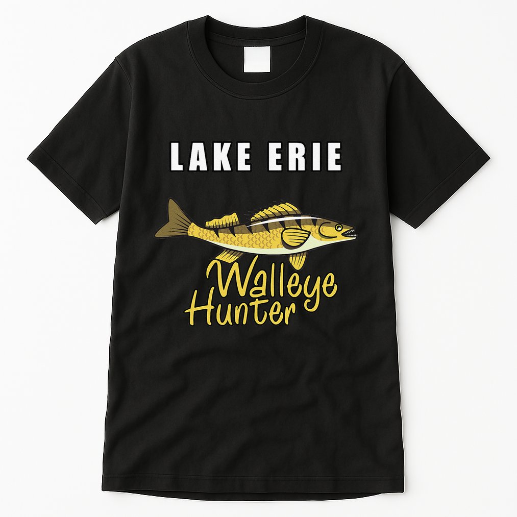 Erie Walleye Hunter Tournament Fishing Tall T-Shirt