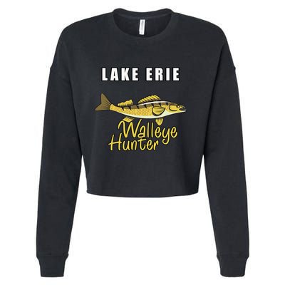 Erie Walleye Hunter Tournament Fishing Cropped Pullover Crew