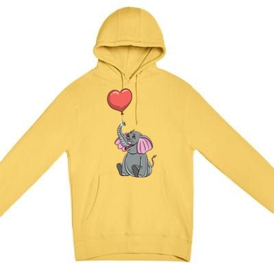 Elephant With Heart Balloon Valentines Day Gift Premium Pullover Hoodie