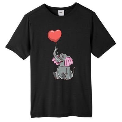 Elephant With Heart Balloon Valentines Day Gift Tall Fusion ChromaSoft Performance T-Shirt