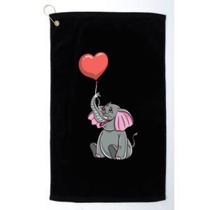 Elephant With Heart Balloon Valentines Day Gift Platinum Collection Golf Towel