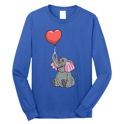 Elephant With Heart Balloon Valentines Day Gift Long Sleeve Shirt